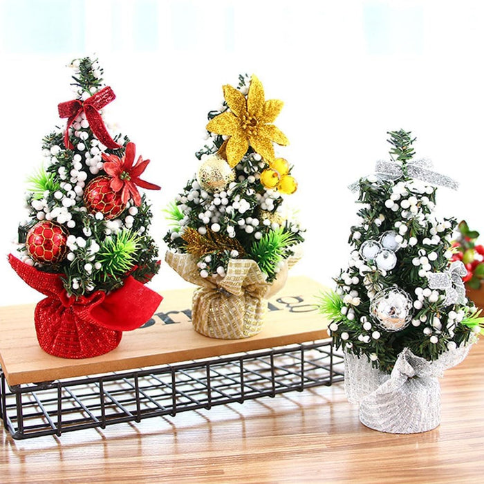 1 Pcs Artificial Mini Decorative Christmas Tree Beautiful Pine Tree Miniature | Snow-Flocked Xmas Tree for Gifting, Home, Office, Tabletop & Christmas Decoration.