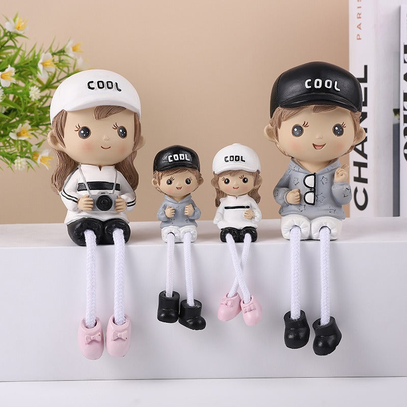 1 set Hanging Legs Cute Boy and Girl Toy Home Decor Showpiece – Elegant Hanging Leg Design for Decorative Room Enhancement