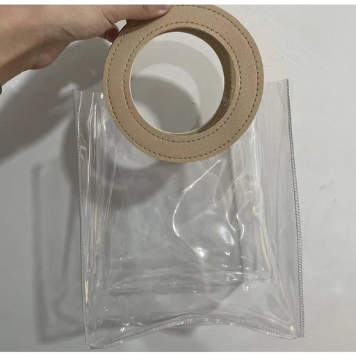 Small Transparent Bags with Circle Handle Gift Paper Bag, Carry Bags, Gift Bag, Gift for Birthday, Valentine, Marriage, Festivals, Season's Greetings and Events (Cream) (Small)