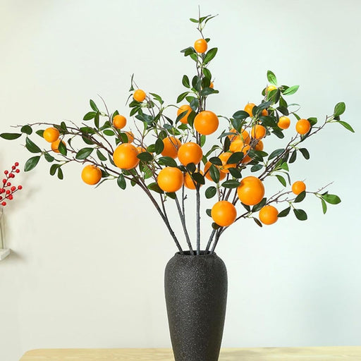 3 Pcs Artificial Orange Flower Stick, Artificial Flower Decoration Plant for Home Decor Item, Multi Decoration Item, (Without vase)( Pack of 3)