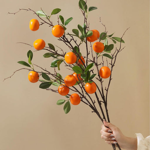 3 Pcs Artificial Orange Flower Stick, Artificial Flower Decoration Plant for Home Decor Item, Multi Decoration Item, (Without vase)( Pack of 3)