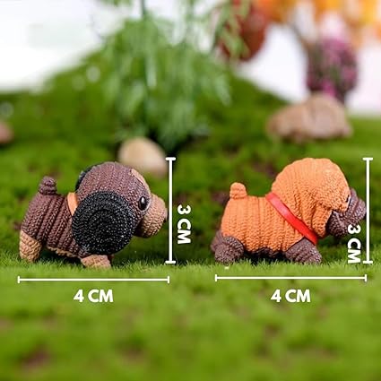 1 Set (4 Pieces) Dog Miniature Set for Unique Gift, Home, Bedroom, Living Room, Office, Restaurant Decor, Figurines and Garden Decor Items(Multicolor)