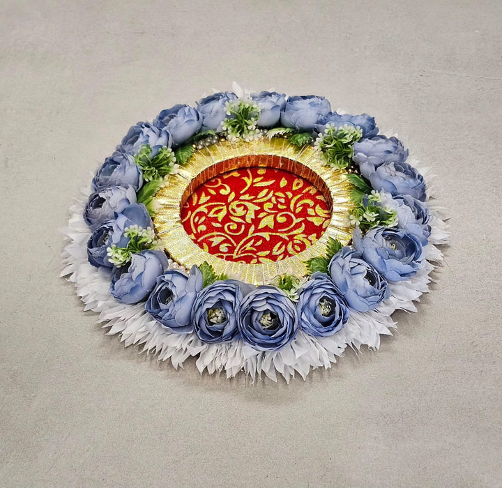 Handmade Floral Ring Platter/Pionee Platter  – Decorative Flower Ring Tray with Artificial Roses  for Wedding, Engagement | Pooja Platter, Center Table Decor,Gifting