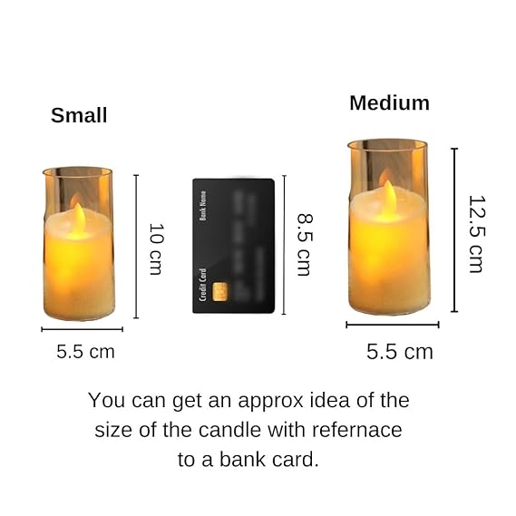 3 pcs Dancing Flameless Led Tea Light Piller Candle for Home Decoration, Gifting, House, Light for Balcony, Room, Birthday, Diwali, Festival Decorative(small,medium,large)