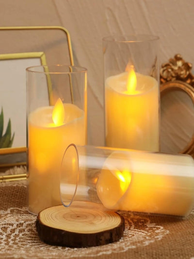 Dancing Flameless Led Tea Light Piller Candle for Home Decoration, Gifting, House, Light for Balcony, Room, Birthday, Diwali, Festival Decorative(small,medium,large)