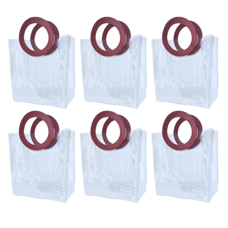 Big Transparent Bags with Circle Handle Gift Paper Bag, Carry Bags, Gift Bag, Gift for Birthday, Valentine, Marriage, Festivals, Season's Greetings and Events (Maroon) (Big)