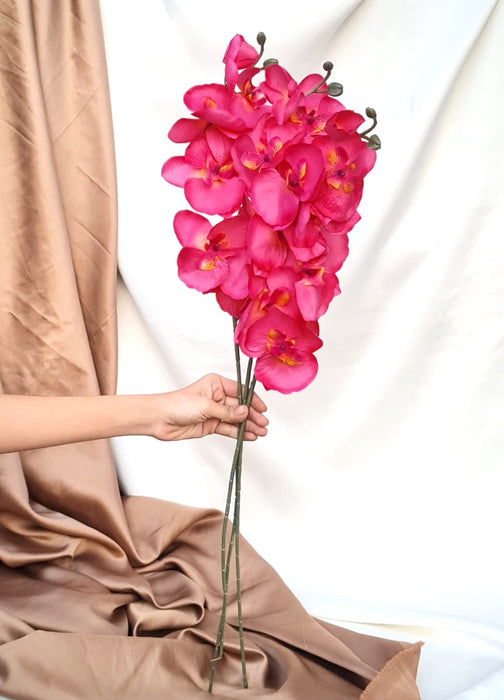 3 Pcs Artificial Gladiolus Mix Orchid Flower For Gifting, Home, Bedroom, Garden, Balcony, Office Corner, Living Room,Restaurant Centerpieces Decoration and Craft (Without Vase Pot)