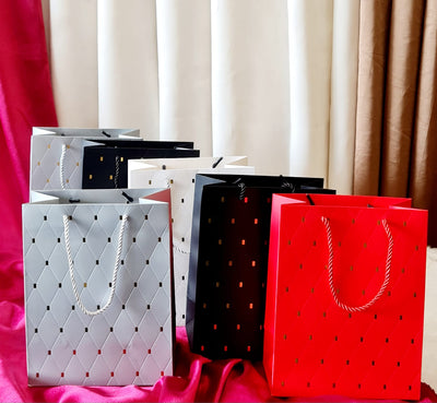 12 Pcs Large Paper Bag Goodie Bags With Handle Gift Paper bag, Carry Bags, gift For Valentine Gifting, marriage Return Gifts, Birthday, Wedding, Party, Season's Greetings(Mix Color) (Large)