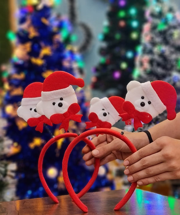 SATYAM KRAFT 5 pcs Red Christmas Reindeer Antlers Headband with Christmas Ornaments (mix design)