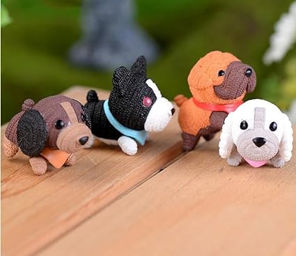 1 Set (4 Pieces) Dog Miniature Set for Unique Gift, Home, Bedroom, Living Room, Office, Restaurant Decor, Figurines and Garden Decor Items(Multicolor)