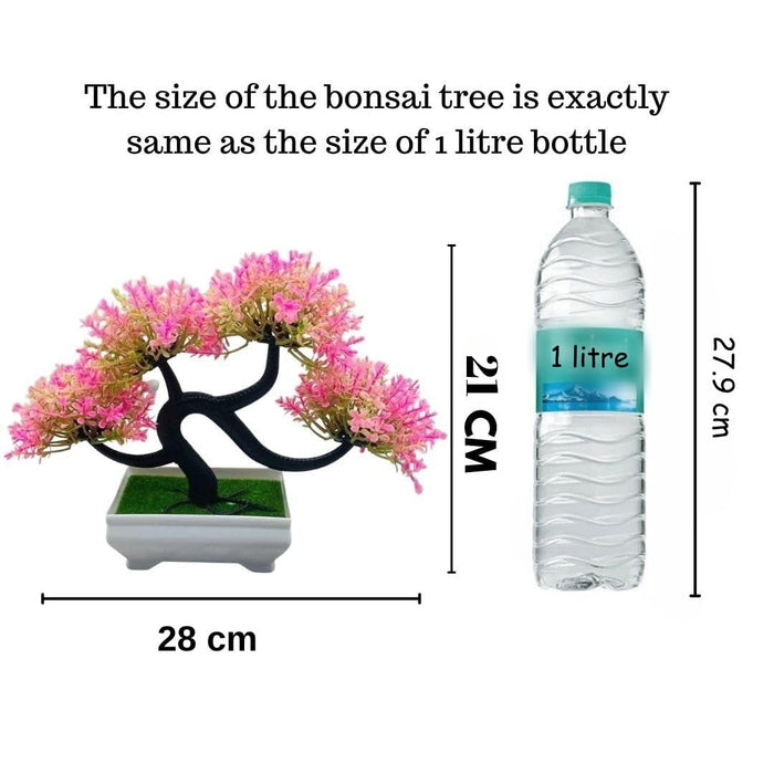 1 Pc Artificial Bonsai Tree with Designer Pot for Home Decor, Room Decorations, Living Room Table, Diwali Decoration Plants and Craft Items Corner (Pack of 1)