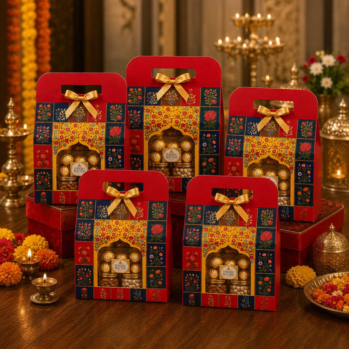 Peacock Rajwadi Gift Box with Window cardboard  | Premium Return Gift & Hamper Packaging Box |