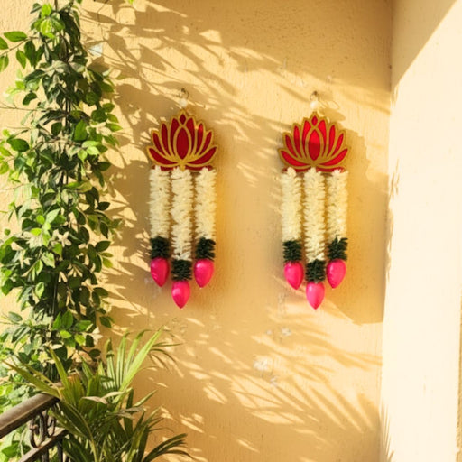 2 Pcs Kamal Hanging With Hook Wall Hangings Decoration, Door Side Décor hangings, Door Toran, Traditional Design for Home, Room, Mandir Décor Items, Pooja Décor, Diwali New Year decorative