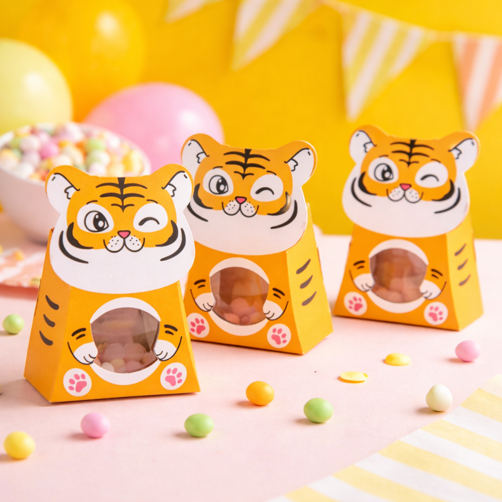 Satyam Kraft's Lion Animal Shape Folding Storage Paper Box, Perfect for Packing Chocolate, Dry Fruits, Birthday, Engagement, Return Gift, Baby Shower, Festivals