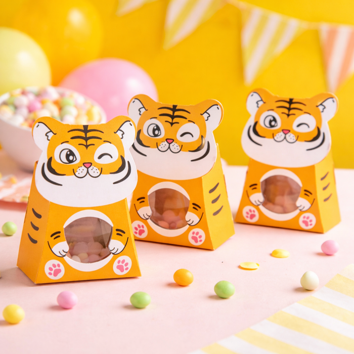 Satyam Kraft's Lion Animal Shape Folding Storage Paper Box, Perfect for Packing Chocolate, Dry Fruits, Birthday, Engagement, Return Gift, Baby Shower, Festivals