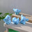 Pack Of 2 Set (8 pcs)Cute Elephant Miniature Set | Decorative Showpieces for Home, Garden, Table, Car Dashboard, Office Desk & Fairy Garden |Collectibles & Gift for Kids & Animal Lovers (Blue)