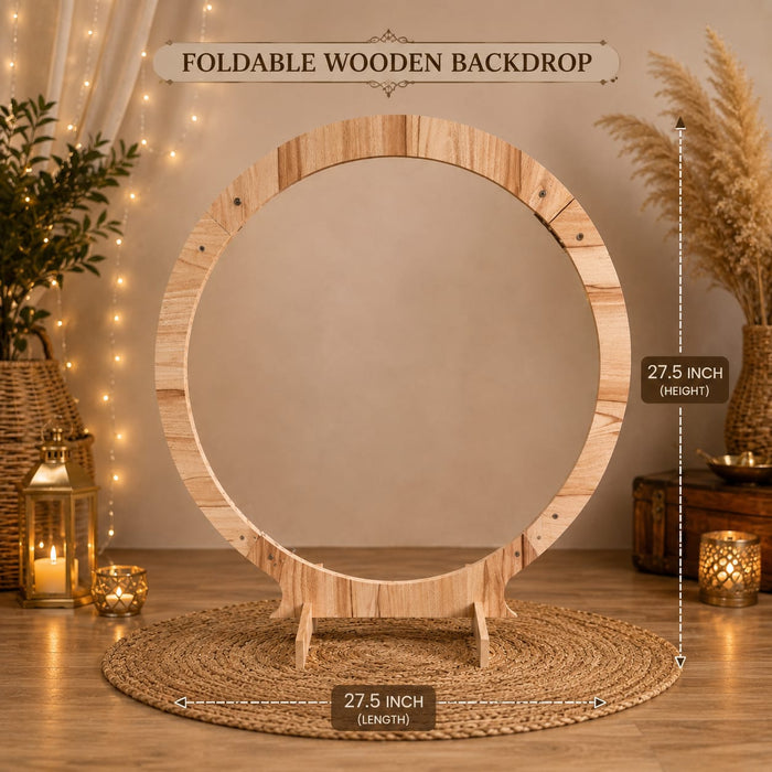Premium Foldable Wooden Backdrop Stand | Available in Round, Hexagon & Arch Shapes | Elegant Event Decoration Frame