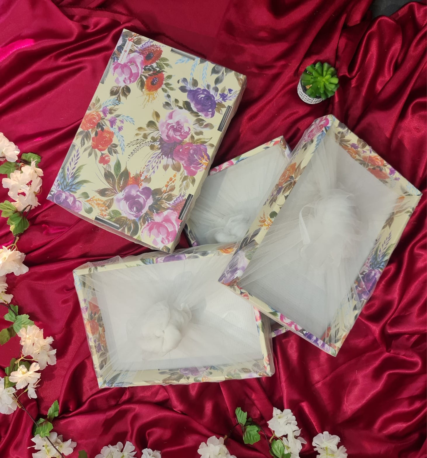 Cute Rectangular Box.net 4 Pcs Multipurpose Decorative Folding Paper Box Net Rectangle Cardboar ...