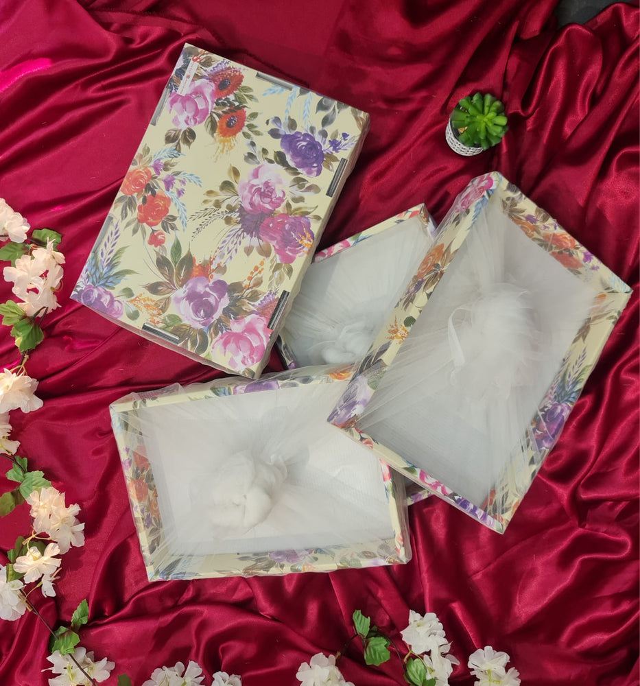 Multipurpose Decorative Folding Paper Box Net Rectangle Cardboard Box with Net DIY Tray for Gift Hamper, Gifting (Cardboard Folding Paper Box),Room Hamper,Wedding Hamper