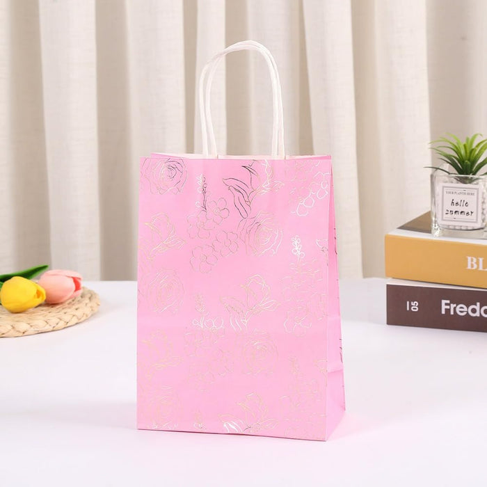 24 Pcs (Random Colour) Floral Print Gift Bags with Handle Gift Paper bag, gift For Gifting, marriage Return Gifts, Birthday, Wedding, Party, Season's Greetings (multi) (BIG)