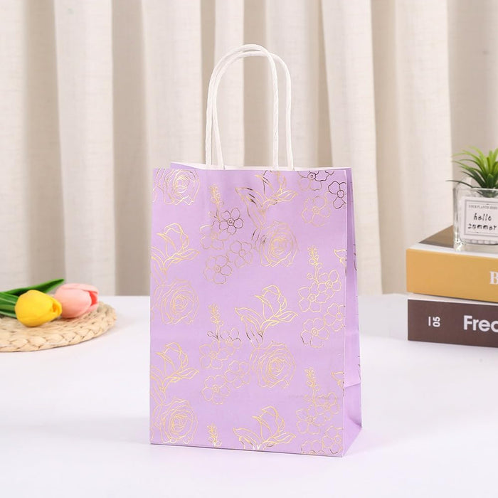 24 Pcs (Random Colour) Floral Print Gift Bags with Handle Gift Paper bag, gift For Gifting, marriage Return Gifts, Birthday, Wedding, Party, Season's Greetings (multi) (BIG)