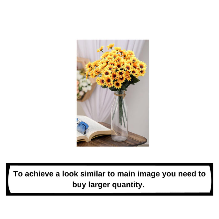 2 Pcs Artificial Sunflowers Bunch Fake Flowers for Home,Artificial Pastoral Flower, Bedroom, Living Room, Decorative Items, Office Table, Gifts (Without Vase Pot) (Yellow, Pack of 2)