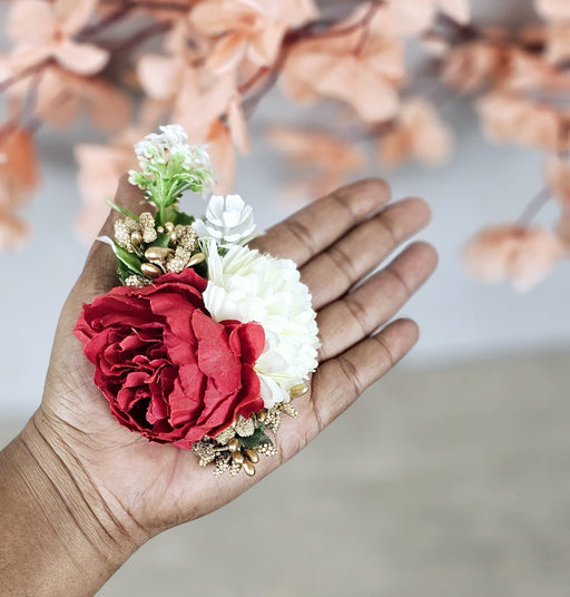 6 Pcs Handmade Artificial Peonies/ Rose Flower Bunch for Hamper, Flower Brooch Hamper, Trousseau Packing, Decoration, Gifting, DIY Craft & Wedding/Marriage Hamper Decors (Pack of 6)