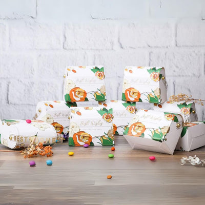 20 pcs Decorative Folding Storage Box/ Purse style for Return Gift, Birthday, Valentine's Day - Boxes, Perfect for Packing Chocolate, Dry Fruits, and Invitations (White)