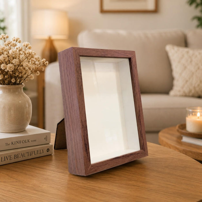 Wooden Frame for Home Decor, Deep Display Memory Frame with Transparent Front, Wall Mount & Table Top Display Case for Bedroom, Wedding, Return Gift, Birthday Gift