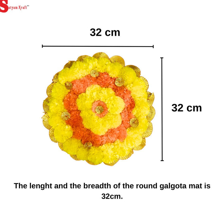 SATYAM KRAFT 1 Pcs Genda Marigold Artificial Flower mat Rangoli Mats