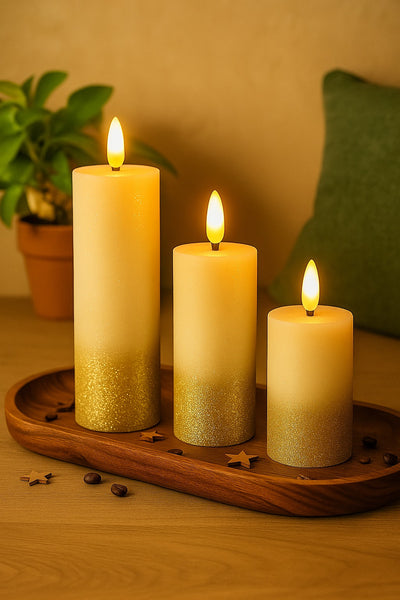 3 Pcs LED Tea Light Candles | Flameless, Smokeless & Unscented | Decorative Lights for Home Decor, Mandir, Wedding, Birthday, Engagement, Balcony & Room Decoration