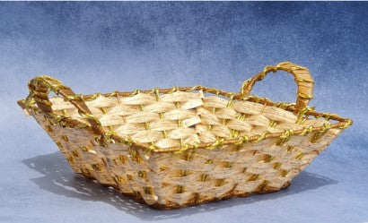 SATYAM KRAFT Golden Colour Rectangle Multipurpose  plastic cane look basket for Gift Hamper,Wedding Gift, Christmas Gifting Boxes and Decoration Purpose (Golden)