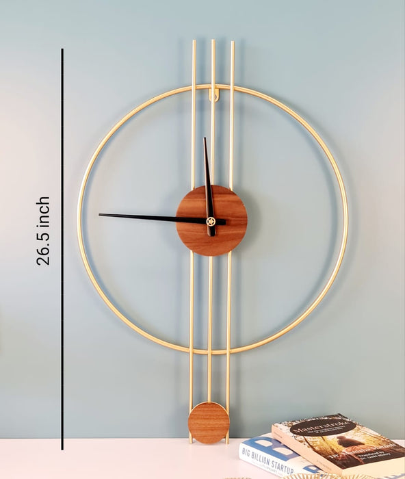 1 Pcs Elegant Analog Wall Clock - Perfect for Office or Home, Living Room, bedroom, Gifting.(Golden)