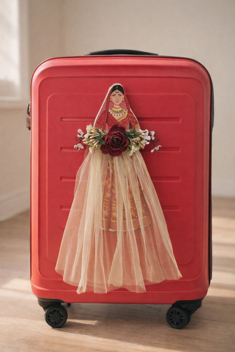 Princess Topper Cutout/ SuitcaseTopper Net Band with Glue Drop | DIY Decorative Cutout for Trousseau Packing, Wedding Gifting, Return Gifts, Bags & Trolley Bag Decor