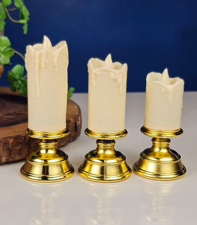 3 Pcs LED Tea Light Candles | Flameless, Smokeless & Unscented | Battery Operated Decorative Lights for Home,Wedding, Birthday, Balcony,Diwali