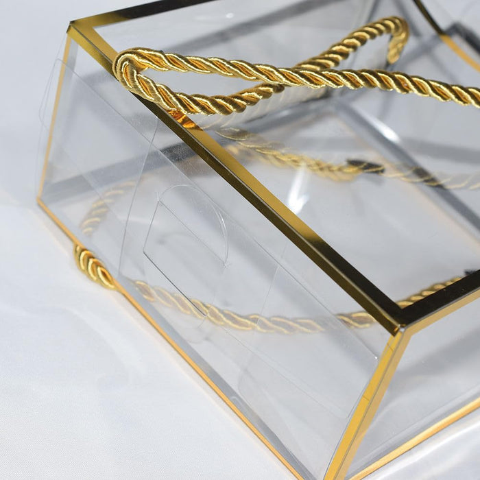 Clear Transparent Gift Box with Frame and Rope Handle for Hampers, Wedding Gifts, Return Gifts, Chocolates, Dry Fruits, Cosmetics, Baby Shower, Festive Gifting & Premium Gift Packaging (21 cm x 21 cm x 21 cm size)