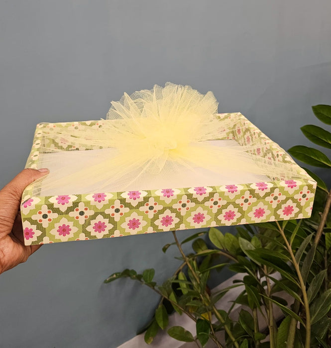 4 Pcs Multipurpose Decorative Folding Paper Box Net Rectangle Cardboard Box with Net DIY Tray for Gift Hamper, Gifting (Cardboard Folding Paper Box),Room Hamper,Wedding Hamper