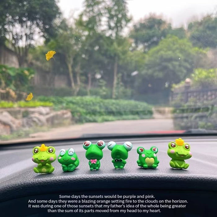 1 Set Frog Miniature Set for Home, Bedroom, Living Room, Office, Restaurant Decor, Figurines and Valentine Decoration Items, (Resin)(6 pieces)