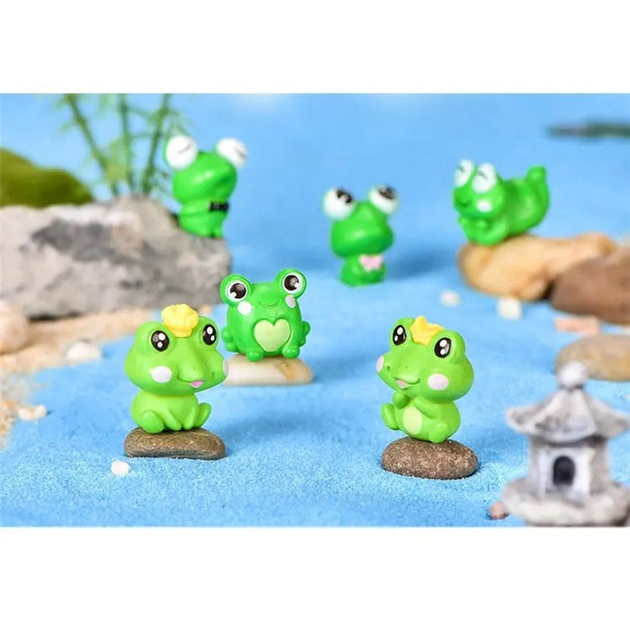 1 Set Frog Miniature Set for Home, Bedroom, Living Room, Office, Restaurant Decor, Figurines and Valentine Decoration Items, (Resin)(6 pieces)