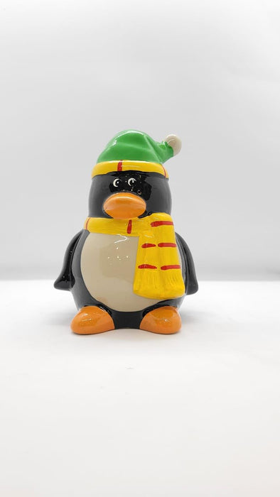 1 Piece Ceramic Penguin Design Gullak : Piggy Bank for Rupees Savings - Coin Storage Tip Box Ideal for Kids and Adults - Money Kilona Pikibank ATM Coinbox(Pack of 1)