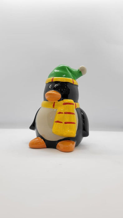 SATYAM KRAFT 1 Piece Ceramic Penguin Design Gullak : Piggy Bank for Rupees Savings - Coin Storage Tip Box Ideal for Kids and Adults - Money Kilona Pikibank ATM Coinbox(Pack of 1)