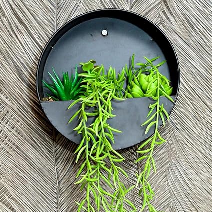 1 Pcs Artificial Succulent Plant with Aesthetic Metal Vase Home Decor.