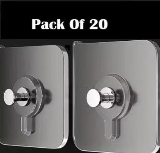 Hooks for Wall Without Drilling, Self Adhesive Hooks for Wall Heavy Duty Strong Nail Free for Hanging Photo Frame, Wall Hanger Sticky Hook,Hooks for Wall (Hanging Hook, Transparent)