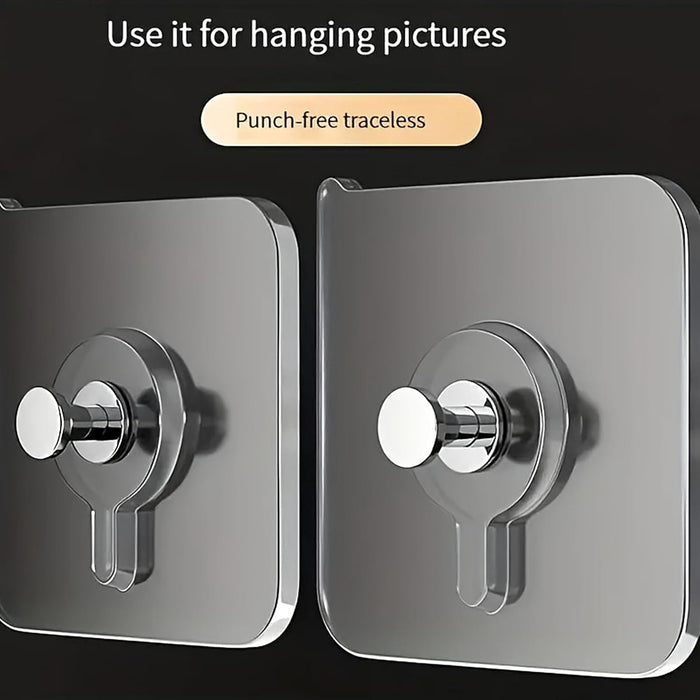 Hooks for Wall Without Drilling, Self Adhesive Hooks for Wall Heavy Duty Strong Nail Free for Hanging Photo Frame, Wall Hanger Sticky Hook,Hooks for Wall (Hanging Hook, Transparent)