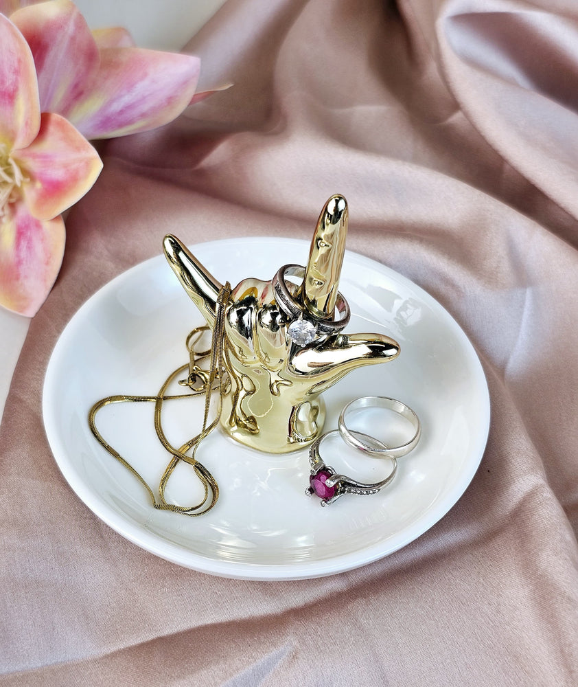1 Pcs Hand in Plate Ceramic Ring Holder Jewellery Holder Showpiece for satyamkraft