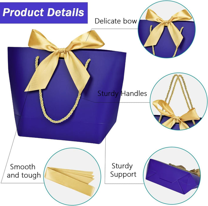 SATYAM KRAFT Paper Bag Goodie Bags With Handle Gift Paper bag, gift For Valentine Gifting, marriage Return Gifts, Birthday, Wedding, Party, Season's Greetings(Ink Blue) (Large)