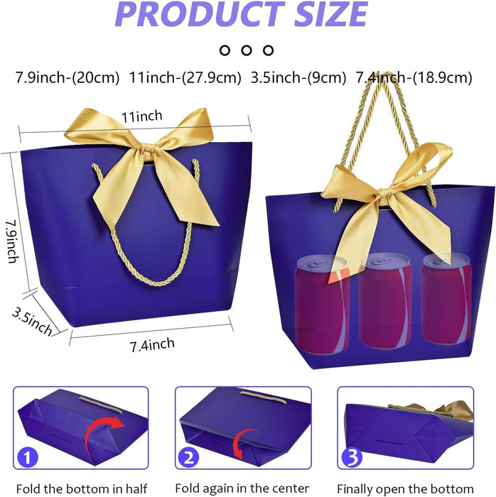 SATYAM KRAFT Paper Bag Goodie Bags With Handle Gift Paper bag, gift For Valentine Gifting, marriage Return Gifts, Birthday, Wedding, Party, Season's Greetings(Ink Blue) (Medium)
