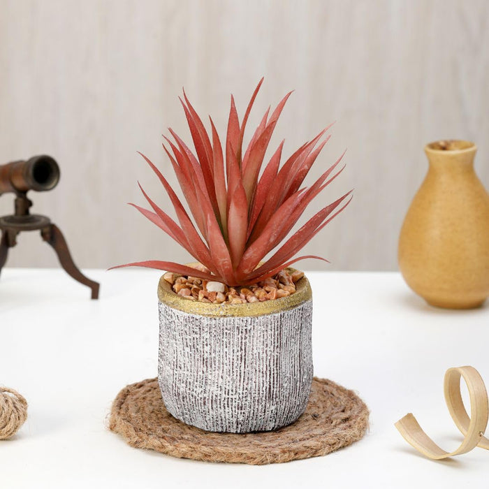 SATYAM KRAFT 1 PCS Mini Artificial Succulent with Ceramic Pot for Home Decor