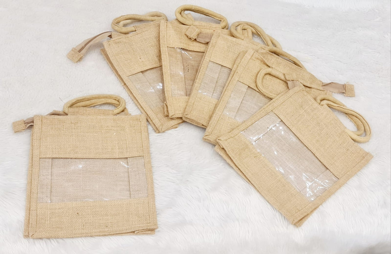 12 pieces Non Woven Fabric Jute bags perfect for birthday packaging, return gifts chocolate box packing bag, gift material, party carry bags (pack of 12)