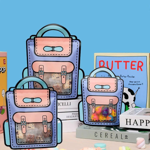 Small Backpack style Ziplock Goodie Pouches With Handle For Gifting, Return Gifts, Birthday, Baby Shower, Party Pouches | Chocolate & Dry Fruit Packing (Small)(21 x 18 cm)